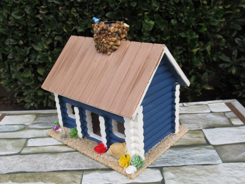 Outdoor Birdhouse Birdhouse Wood Birdhouse Log Cabin Birdhouse Rustic Birdhouse Wood Cabin Birdhouse Hand Painted Birdhouse,