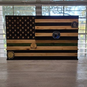 Thin green line flag/ Military/ Border Patrol challenge coin holder image 4