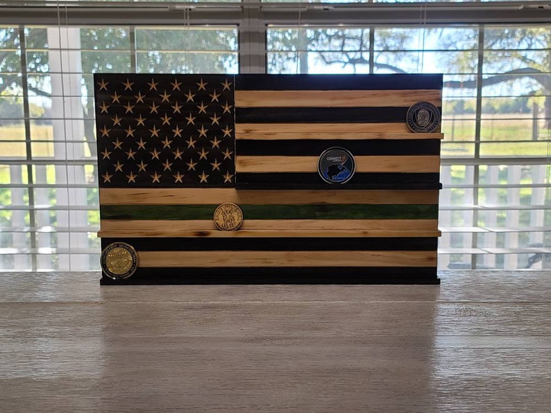 Thin green line flag/ Military/ Border Patrol challenge coin holder image 4