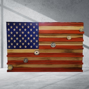 American Flag coin display/ Challenge Coin Display/ Distressed Flag challenge coin display/ US Flag Coin Display