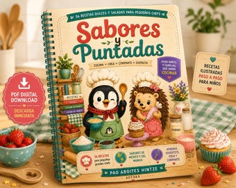 Libro de recetas ilustrado para niños / 56 recetas divertidas para niños (Descarga en PDF)