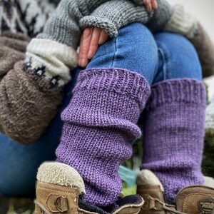 Hand knit chunky legwarmers, alpaca yarn image 2