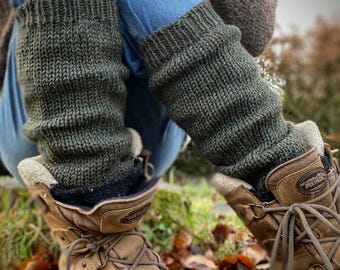 Hand Knit Alpaca Leg Warmers: Earth Tones