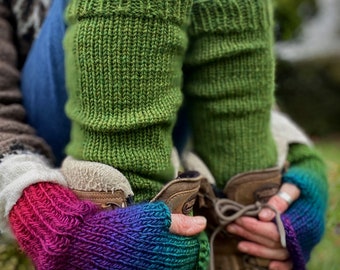 Hand knit chunky legwarmers, alpaca yarn