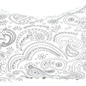 Color Me Pillow for Children, Adult Coloring, Paisley Party, Washable, Reusable, Kids Coloring