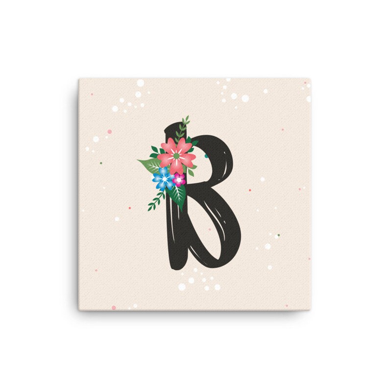 Letter Of The Alphabet And Initial With Flowers Canvas