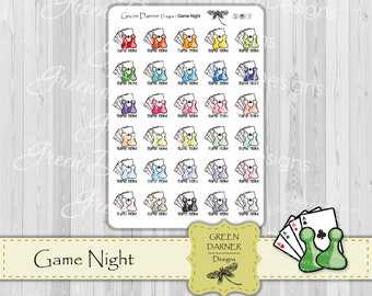 Game Night, planner stickers, icon stickers, Happy Planner, Erin Condren, ECLP, deco stickers, family time, tracker