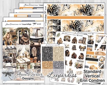 Standard Vertical, LEOPARDESS, planner sticker kit, Erin Condren, winter leopard print, decorative journaling, cozy