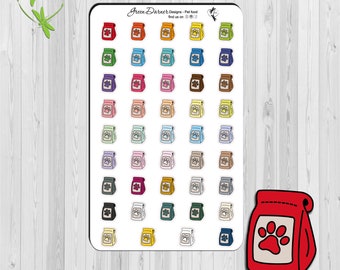 Pet food stickers, planner stickers, dog food, cat food, Happy Planner stickers, Erin Condren, Recollections,  doodle, reminder, tracker