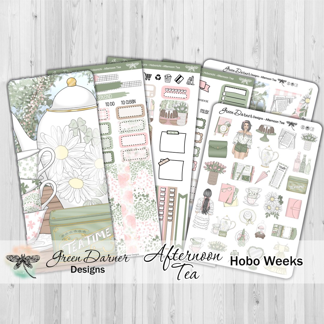 Hobonichi Weeks, AFTERNOON TEA, Weekly Planner Sticker Kit, Hobo ...
