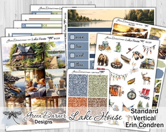 Standard Vertical, LAKE HOUSE, Erin Condren weekly planner sticker kit, decorative planning, journaling, scrapbooking, summer vacation