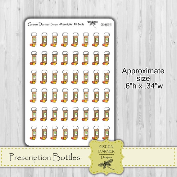 Prescription Pill Bottle Planner Stickers Prescription Refill Medical Icon  Sticker Tracker Pill Reminder 