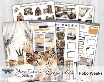 Hobonichi Weeks, LEOPARDESS, weekly planner sticker kit, winter leopard, decorative journaling, cozy