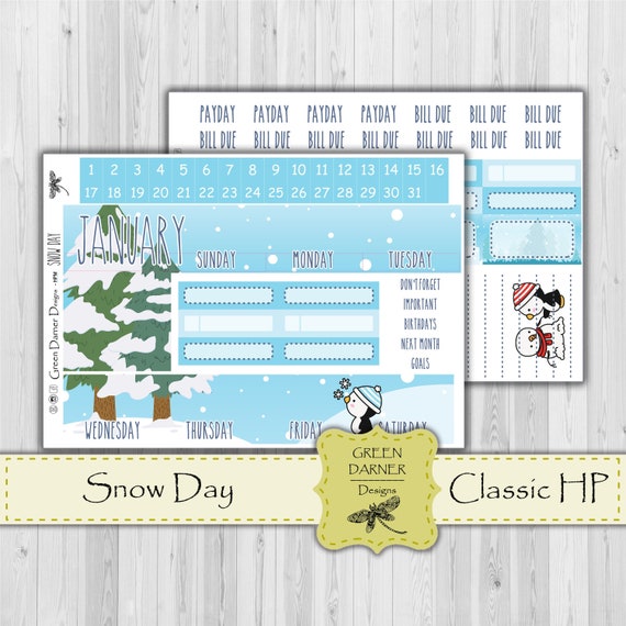 Happy Planner Monthly SNOW DAY January 2021, Calendar, Winter, Pearl the  Penguin Choose a Month - Etsy