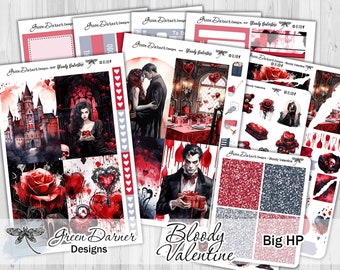 Big Happy Planner BLOODY VALENTINE weekly planner sticker kit, love, romance, gothic Valentine's Day