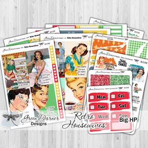 Big Happy Planner, RETRO HOUSEWIVES, Weekly Planner Sticker Kit,  Journaling, Decorative Planning, Scrapbooking, Vintage Women, Snarky, Funny  