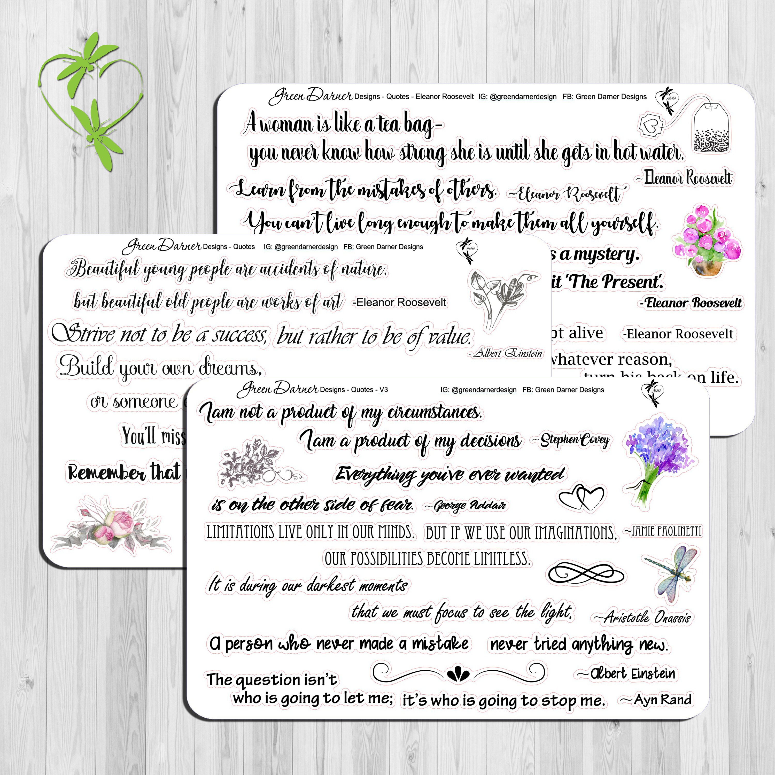 Quote stickers - planner stickers, Erin Condren, Happy Planner - text…