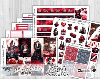 Happy Planner BLOODY VALENTINE weekly planner sticker kit, love, romance, gothic Valentine's Day