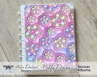 Disc sticker storage album PUFFY DAISY - disc side loading, sticker organization, photo albums