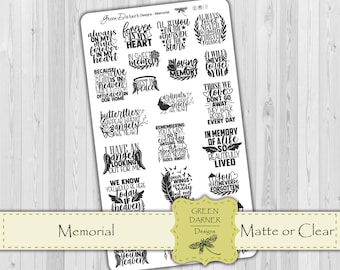 MEMORIAL - planner stickers - grieving - in memory - miss you - planner quotes
