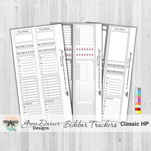 Sidebar Tracker Strip - for the Happy Planner Classic - habit tracker