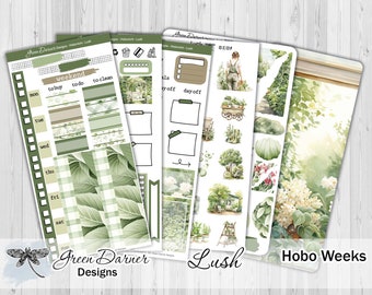 Hobonichi Weeks, LUSH, weekly planner sticker kit, journaling, decorative planning, scrapbooking, spring, summer flower garden, gardening