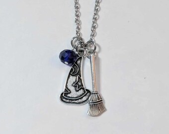 Sorcerer's Apprentice Inspired Charm Necklace, Fantasy Inspired Charm Necklace