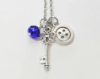 Coraline Inspired Necklace, Button Necklace