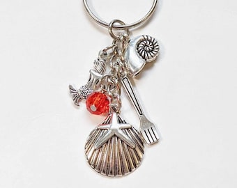 Little Mermaid Inspired Keychain, Disney Keychain, Fandom Keychain, Charmed Keychain, Purse Charms, Backpack Charms
