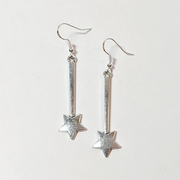 Fairy Godmother Wand Earrings, Wand Jewelry, Wand Earrings, Fairy Godmother Jewelry, Silver Fairy Godmother Earrings