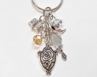 Beauty & the Beast Inspired Keychain, Disney Keychain, Fandom Keychain, Charmed Keychain, Purse Charms, Backpack Charms