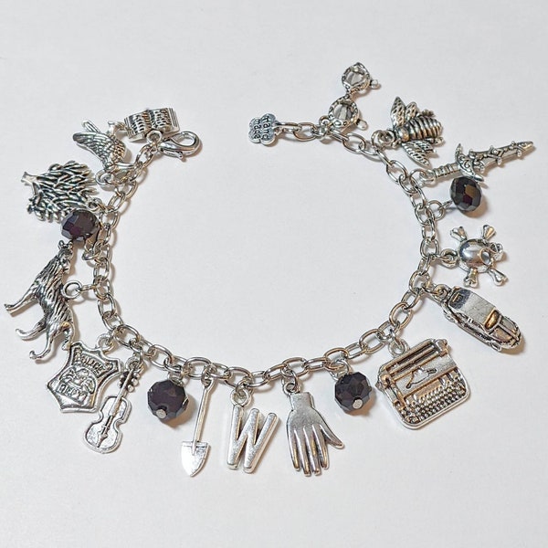 Wednesday Inspired Charm Bracelet, Wednesday Addams Inspired Charm Bracelet