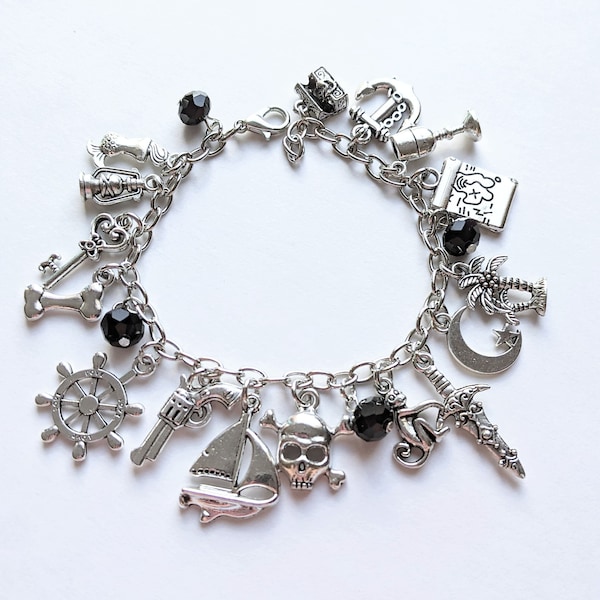 Pirates of the Caribbean Inspired Charm Bracelet, Jack Sparrow Inspired Charm Bracelet, Pirate Jewelry