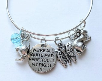 Alice in Wonderland Inspired Bangle Bracelet, Wonderland Jewelry, Alice in Wonderland Jewelry, Wonderland Bangle