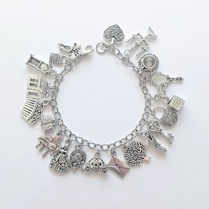 Jane Austen Inspired Charm Bracelet, Pride&Prejudice Inspired Bracelet, Sense+Sensibility Inspired Bracelet, Persuasion Inspired Bracelet