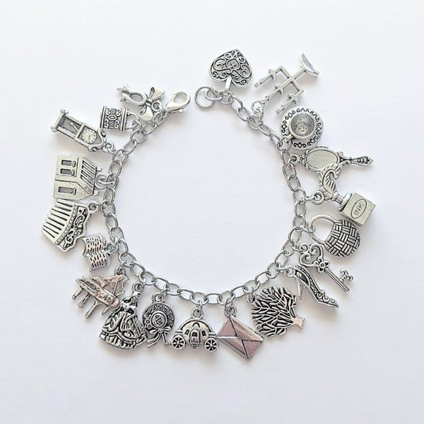 Jane Austen Inspired Charm Bracelet, Pride&Prejudice Inspired Bracelet, Sense+Sensibility Inspired Bracelet, Persuasion Inspired Bracelet