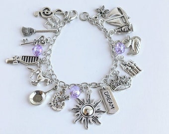 Rapunzel Inspired Charm Bracelet, Princess Charm Bracelet