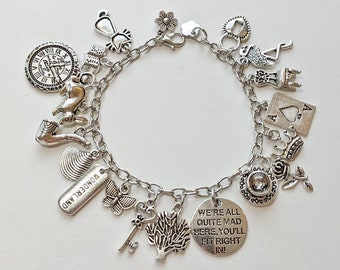Alice in Wonderland Inspired Charm Bracelet, Disney Charm Bracelet