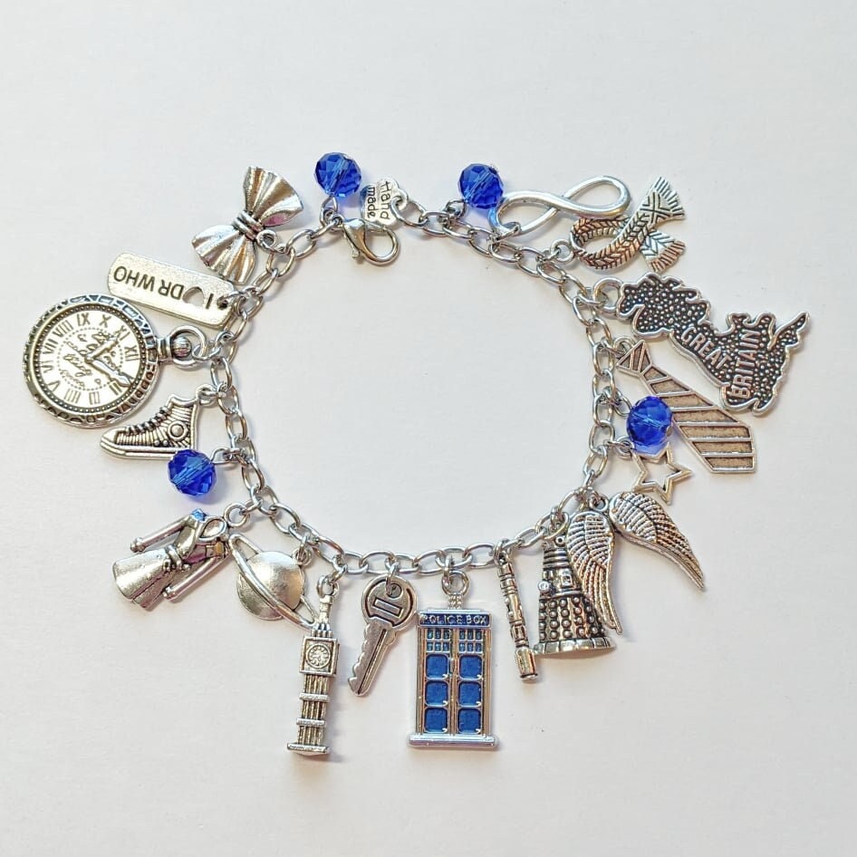 Fully Loaded  38 Charms Handmade Dr Who Inspired Charm Bracelet Giftwrapped 