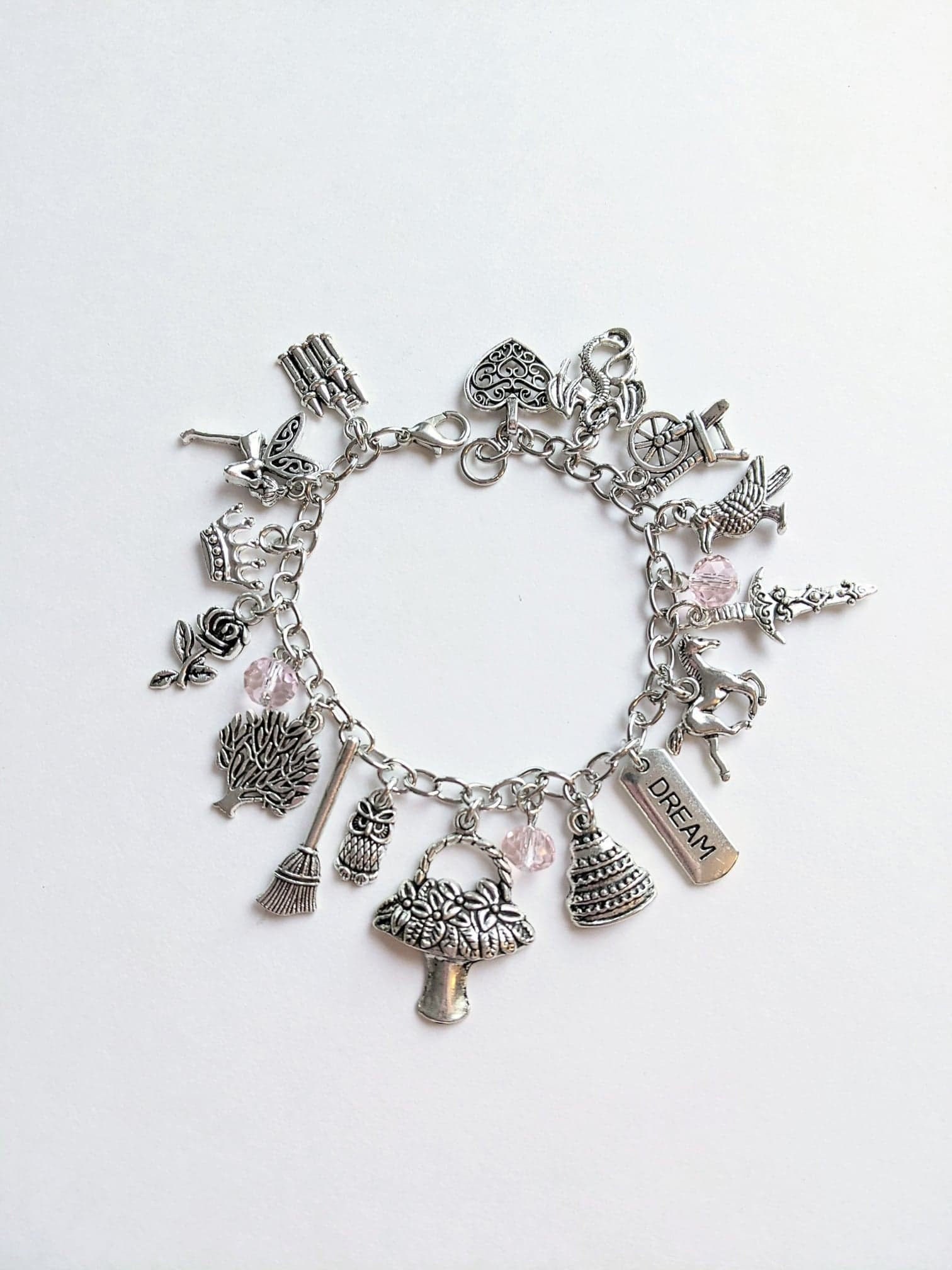 Sleeping Beauty Inspired Charm Bracelet Aurora Charm Bracelet Disney Beaded Charm Bracelet Disney Princess Charm Bracelet
