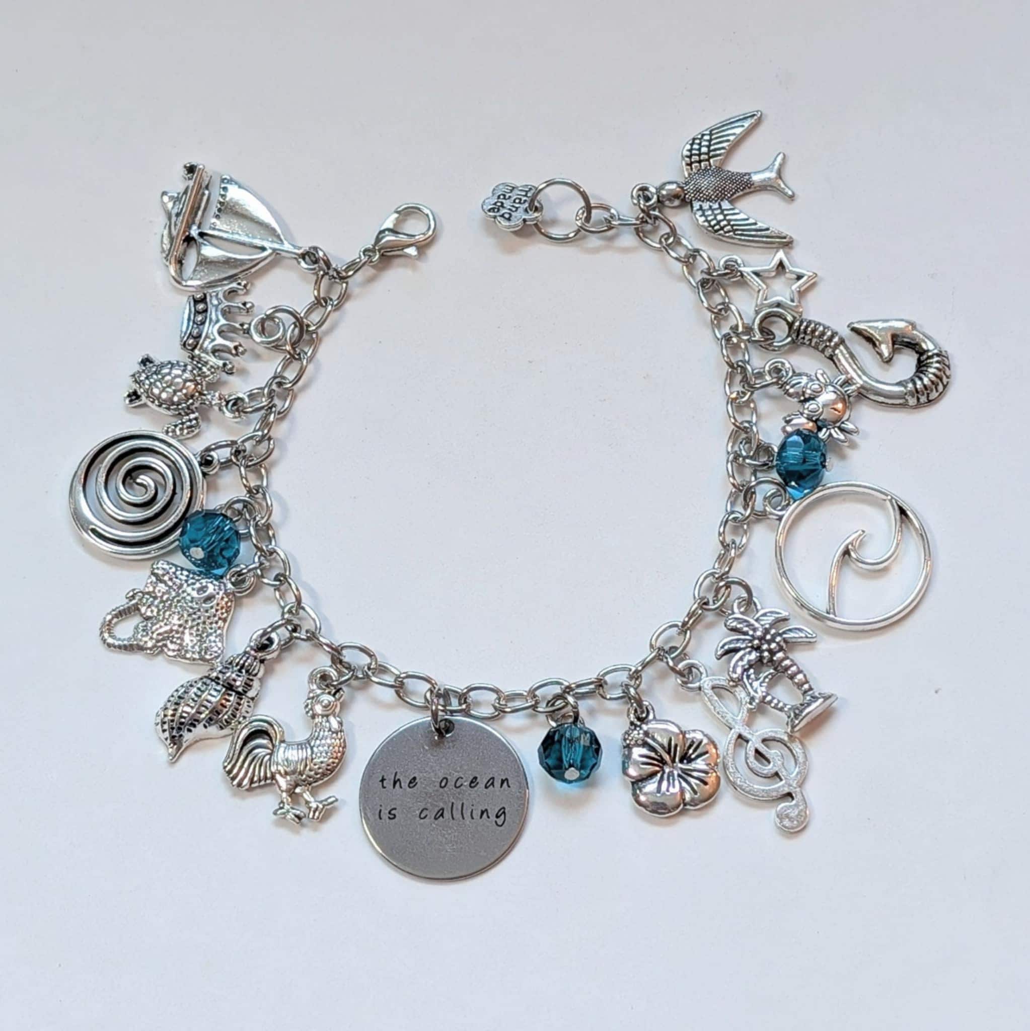 Moana Inspired Charm Bracelet, Disney Moana Inspired Charm Bracelet, Moana  Jewelry, Disney Princess Jewelry