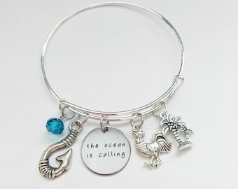 Moana Inspired Bangle Charm Bracelet, Disney Princess Jewelry, Moana Jewelry, Disney Princess Charm Bracelet