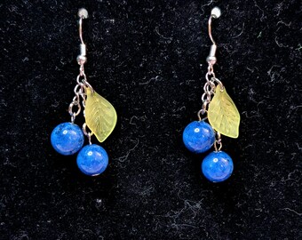 Blueberries Dangle Earrings, ONLY 1 AVAILABLE