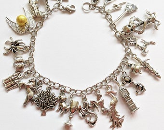 Ultimate Wizard Inspired Charm Bracelet, Fandom Jewelry