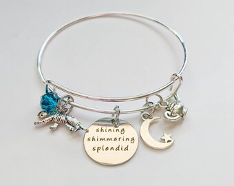 Jasmine Inspired Bangle Charm Bracelet, Disney Princess Charm Bracelet