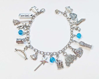 Cinderella Inspired Charm Bracelet, Disney Beaded Charm Bracelet, Disney Princess Charm Bracelet