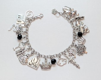 Three Dark Crowns Inspired Charm Bracelet, Book Inspired Jewelry
