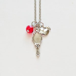 Snow White Inspired Necklace, Princess Necklace, Mirror Charm Necklace