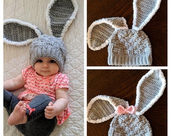 Instant PDF download, bunny hat crochet PATTERN, this is a PATTERN only and not a finished product,