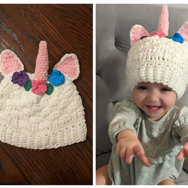 Instant PDF download, unicorn hat crochet PATTERN, this is a PATTERN only and not a finished product,
